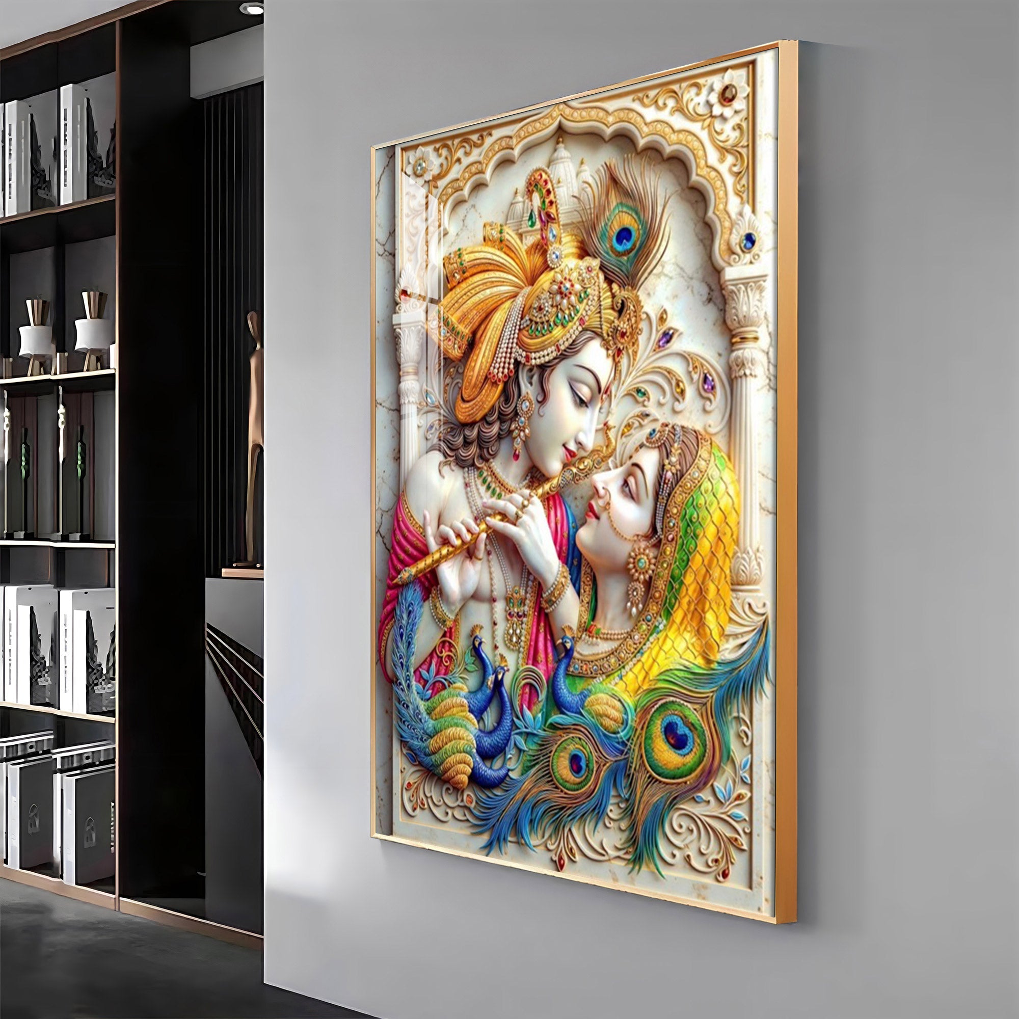 Radha Krishna Eternal Love Premium Acrylic Vertical Wall Art