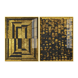 Golden Abstract Artistic Shapes Art Acrylic Floating Wall Painting Set Of 2 - Decor Smart