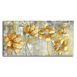 Golden Abstract Flowers Premium Wall Painting - Decor Smart