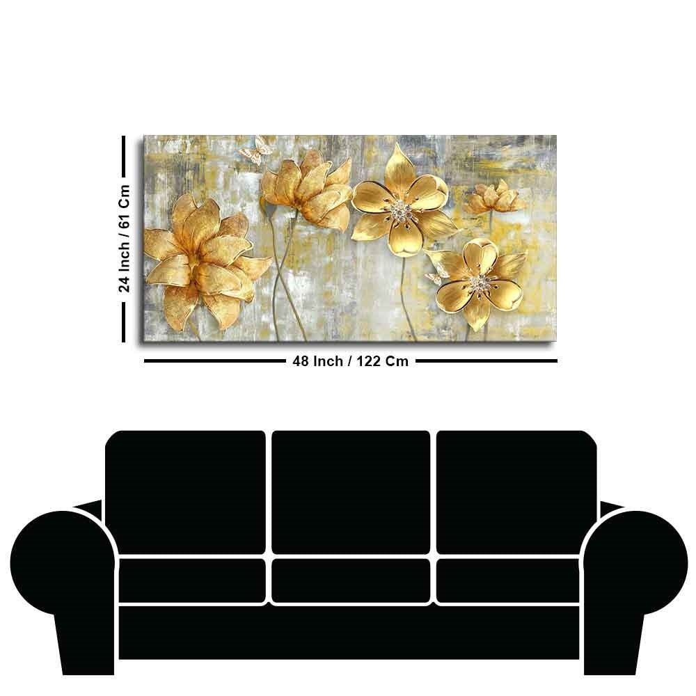Golden Abstract Flower Power – Premium Canvas by Decor Smart
