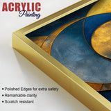 Golden Abstract Modern Circle Acrylic Floating Wall Painting Set of Two Pieces - Decor Smart