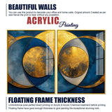 Golden Abstract Modern Circle Acrylic Floating Wall Painting Set of Two Pieces - Decor Smart
