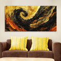 Golden Abstract Spiral Art Wooden Canvas Wall Painting