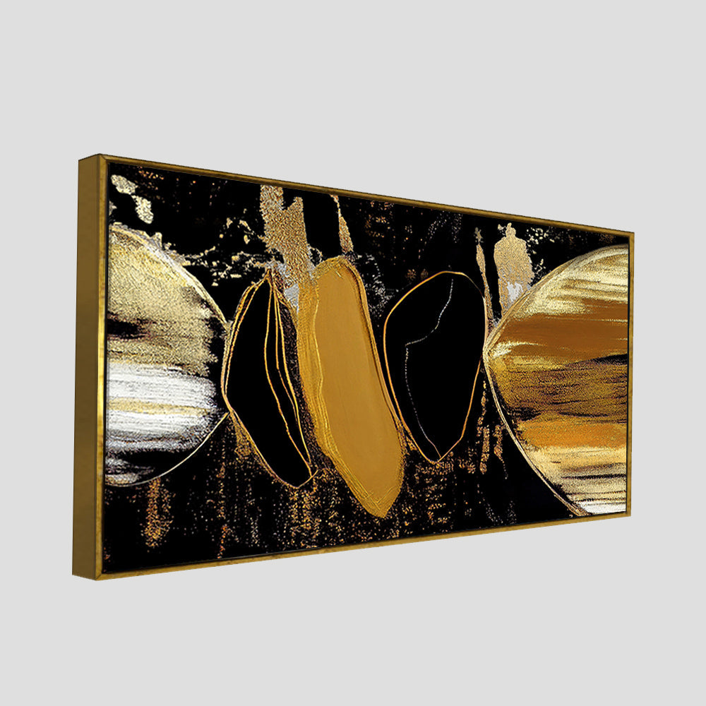 Golden Abstract Texture Canvas Art Wooden Wall Painting