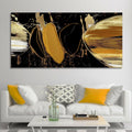 Golden Abstract Texture Canvas Art Wooden Wall Painting