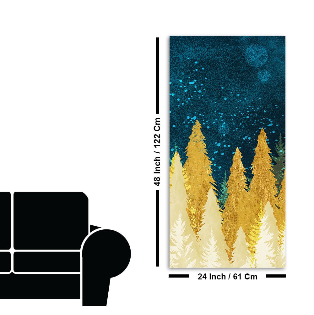 Golden Abstract Tree Premium Canvas Wall Painting - Decor Smart