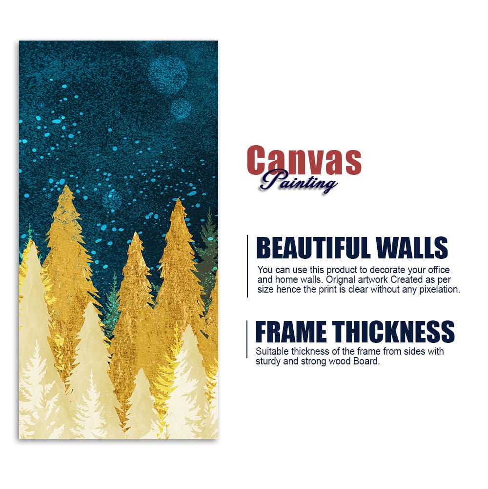 Golden Abstract Tree Premium Canvas Wall Painting - Decor Smart