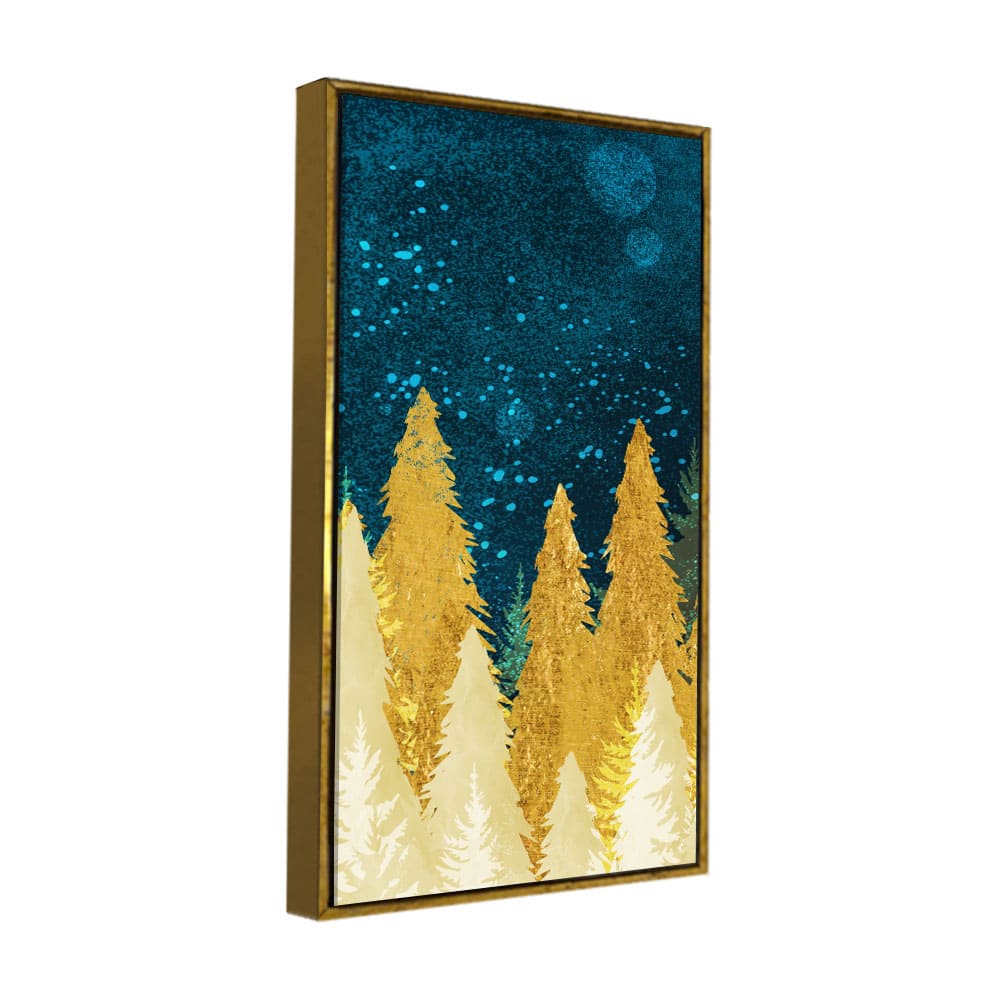 Golden Abstract Tree Premium Canvas Wall Painting - Decor Smart
