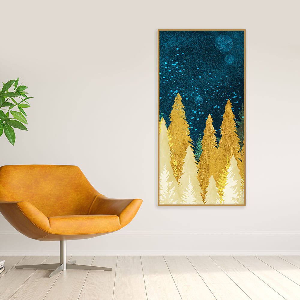 Golden Abstract Tree Premium Canvas Wall Painting - Decor Smart