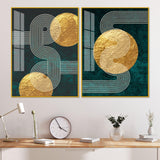 Golden Birds Flying Floating Acrylic Wall Painting Set of 2 - Decor Smart
