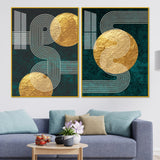 Golden Birds Flying Floating Acrylic Wall Painting Set of 2 - Decor Smart