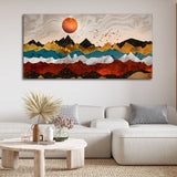 Golden Birds Flying Over Colorful Mountains Canvas Wall Painting - Decor Smart