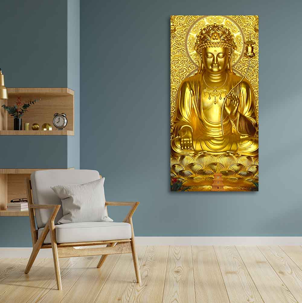 Golden Buddha Statue Canvas Wall Painting - Decor Smart