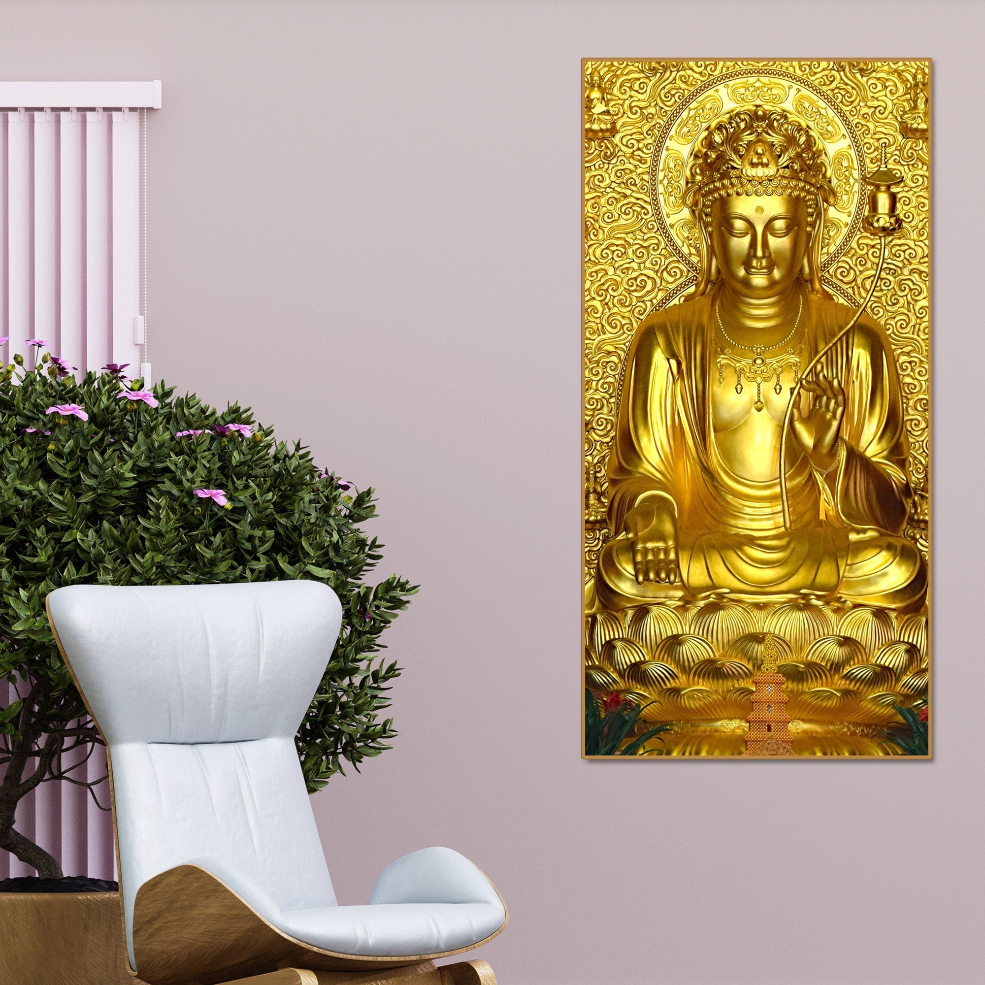 Golden Buddha Statue Canvas Wall Painting - Decor Smart