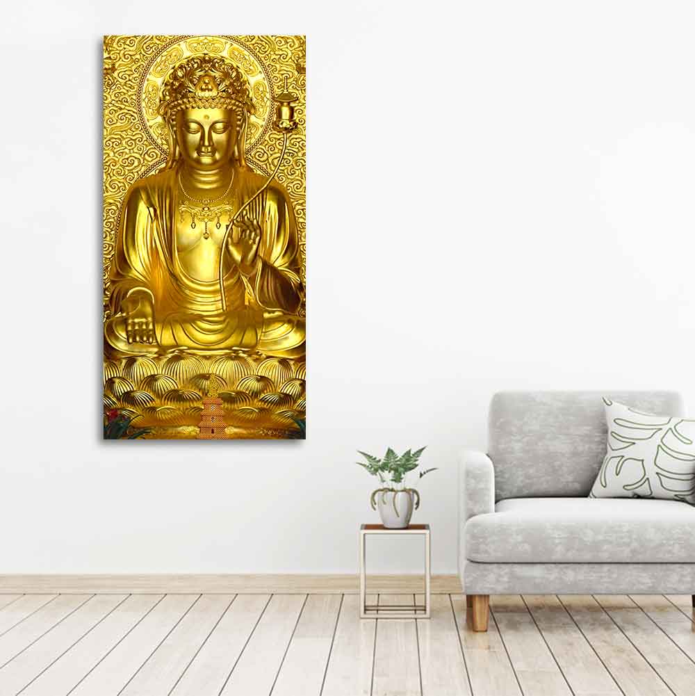 Golden Buddha Statue Canvas Wall Painting - Decor Smart