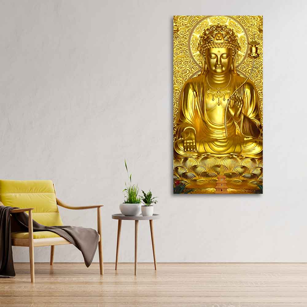 Golden Buddha Statue Canvas Wall Painting - Decor Smart