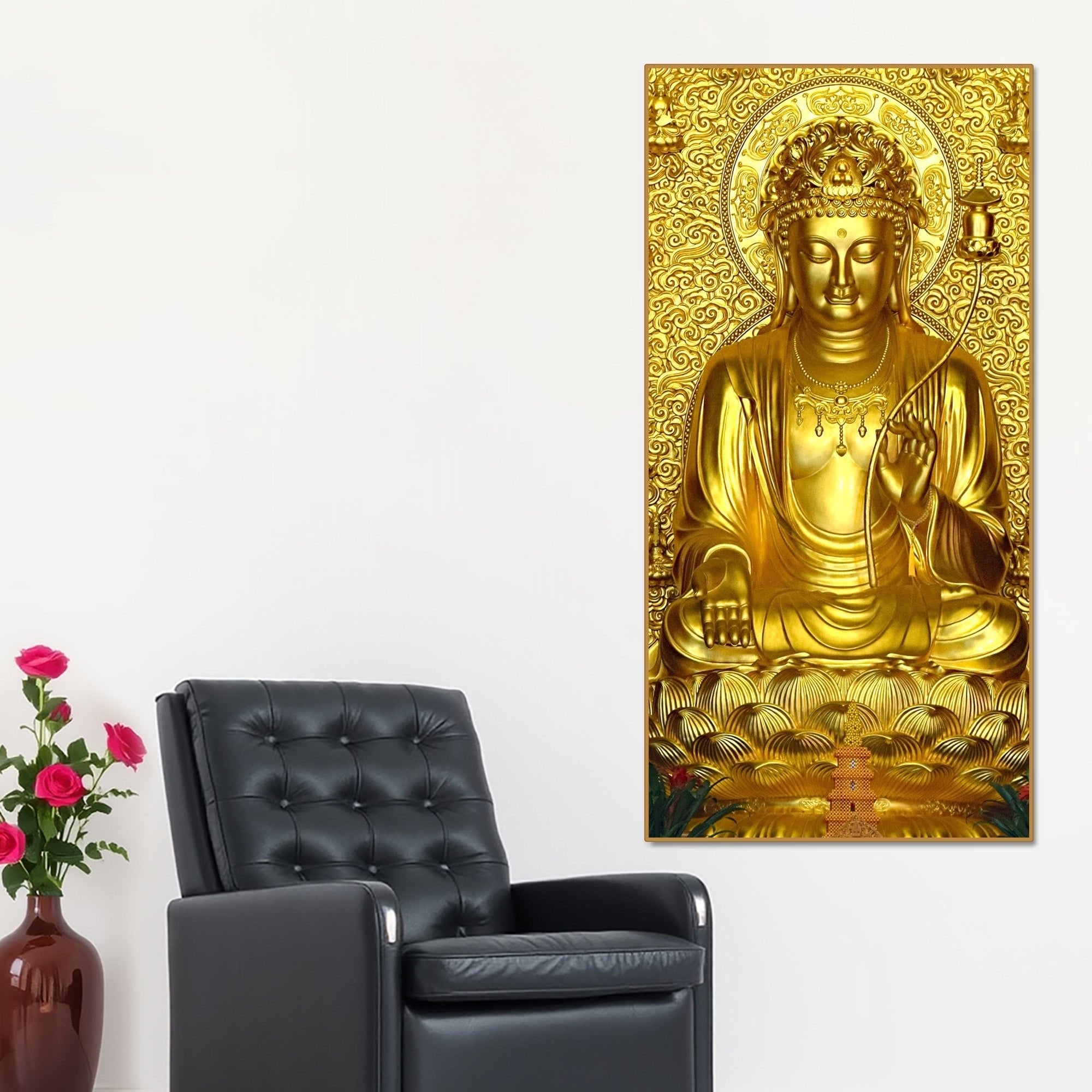 Golden Buddha Statue Canvas Wall Painting - Decor Smart
