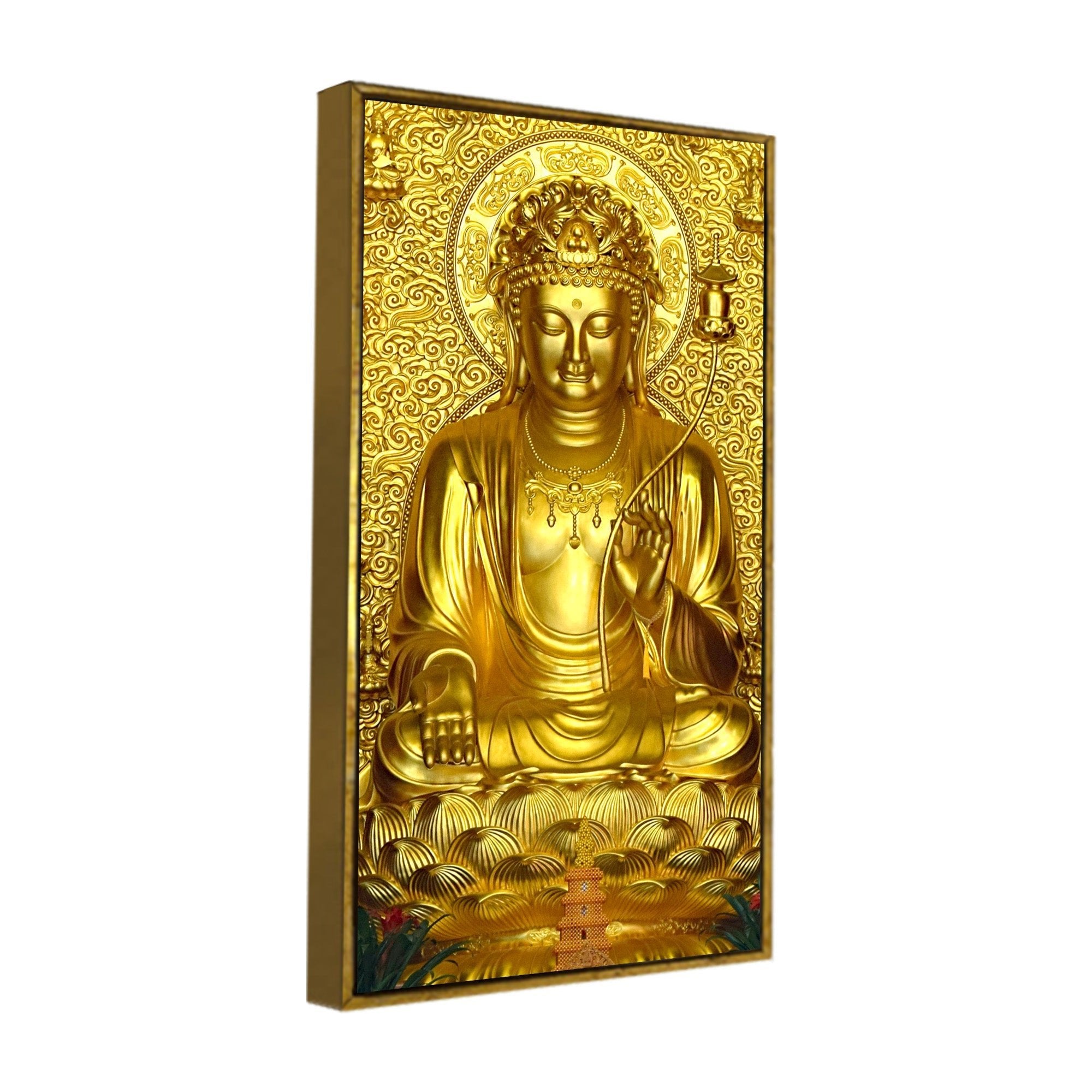 Golden Buddha Statue Canvas Wall Painting - Decor Smart