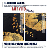 Golden Butterflies Flying Acrylic Floating Wall Painting Set of 2 - Decor Smart