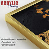Golden Butterflies Flying Acrylic Floating Wall Painting Set of 2 - Decor Smart