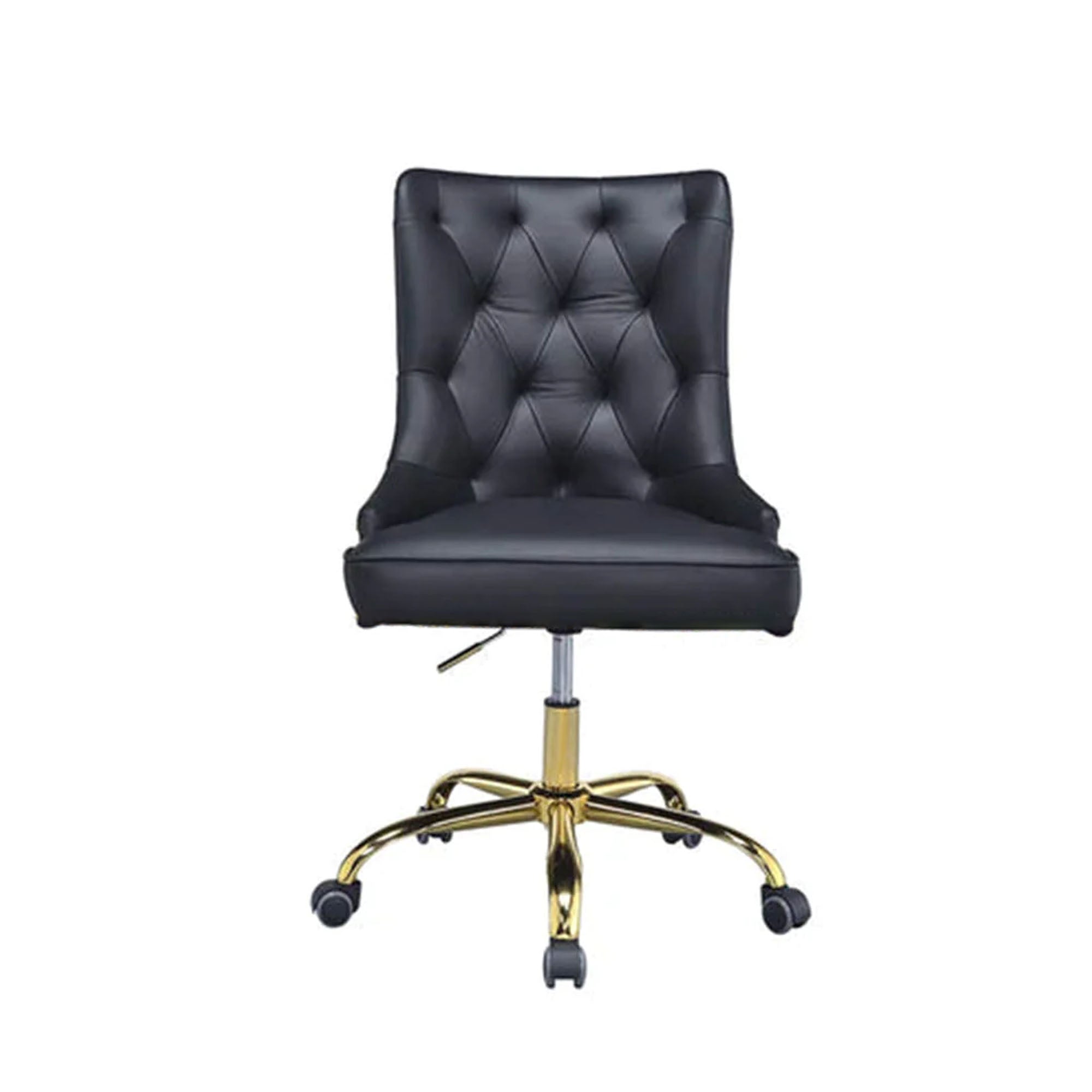 Golden Button Edge Black Leatherette Premium Armchair - Decor Smart