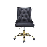 Golden Button Edge Black Leatherette Premium Armchair - Decor Smart