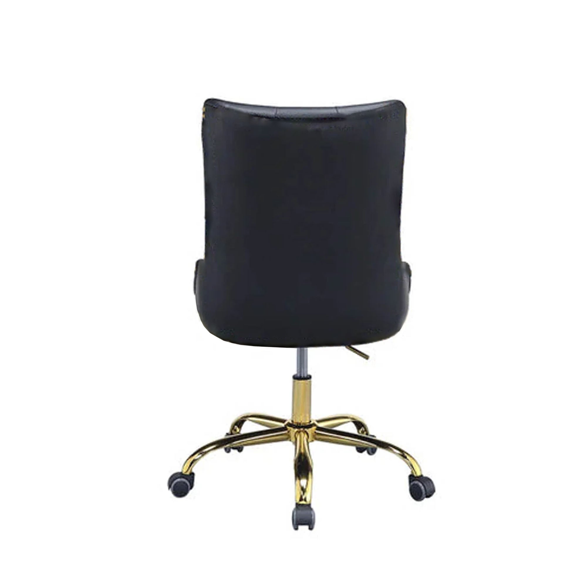 Golden Button Edge Black Leatherette Premium Armchair - Decor Smart