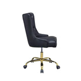 Golden Button Edge Black Leatherette Premium Armchair - Decor Smart