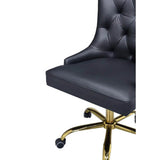 Golden Button Edge Black Leatherette Premium Armchair - Decor Smart