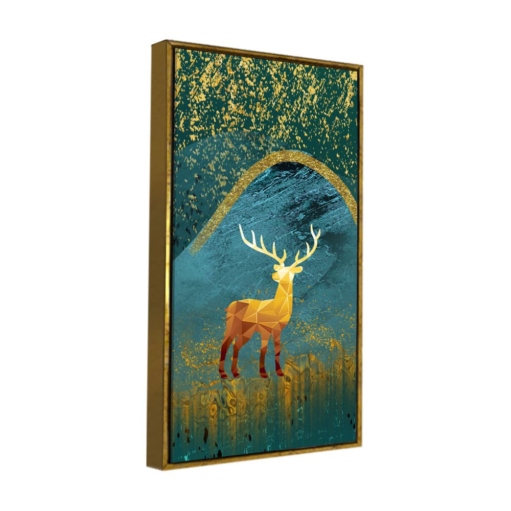 Golden Deer Modern Abstract Art Premium Canvas Wall Painting - Decor Smart