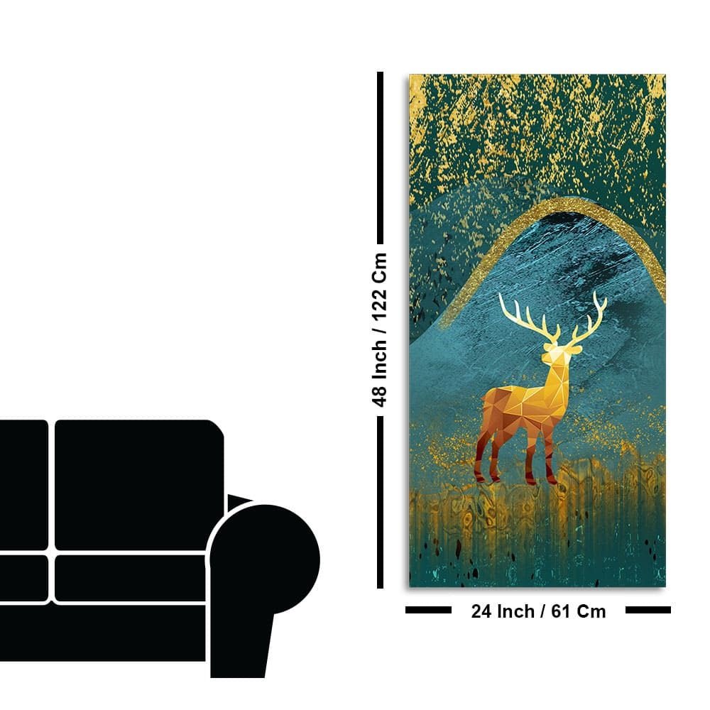 Golden Deer Modern Abstract Art Premium Canvas Wall Painting - Decor Smart