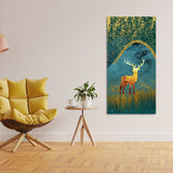 Golden Deer Modern Abstract Art Premium Canvas Wall Painting - Decor Smart