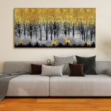 Golden Deers in Dark Forest Premium Canvas Wall Painting - Decor Smart