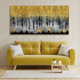 Golden Deers in Dark Forest Premium Canvas Wall Painting - Decor Smart