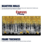 Golden Deers in Dark Forest Premium Canvas Wall Painting