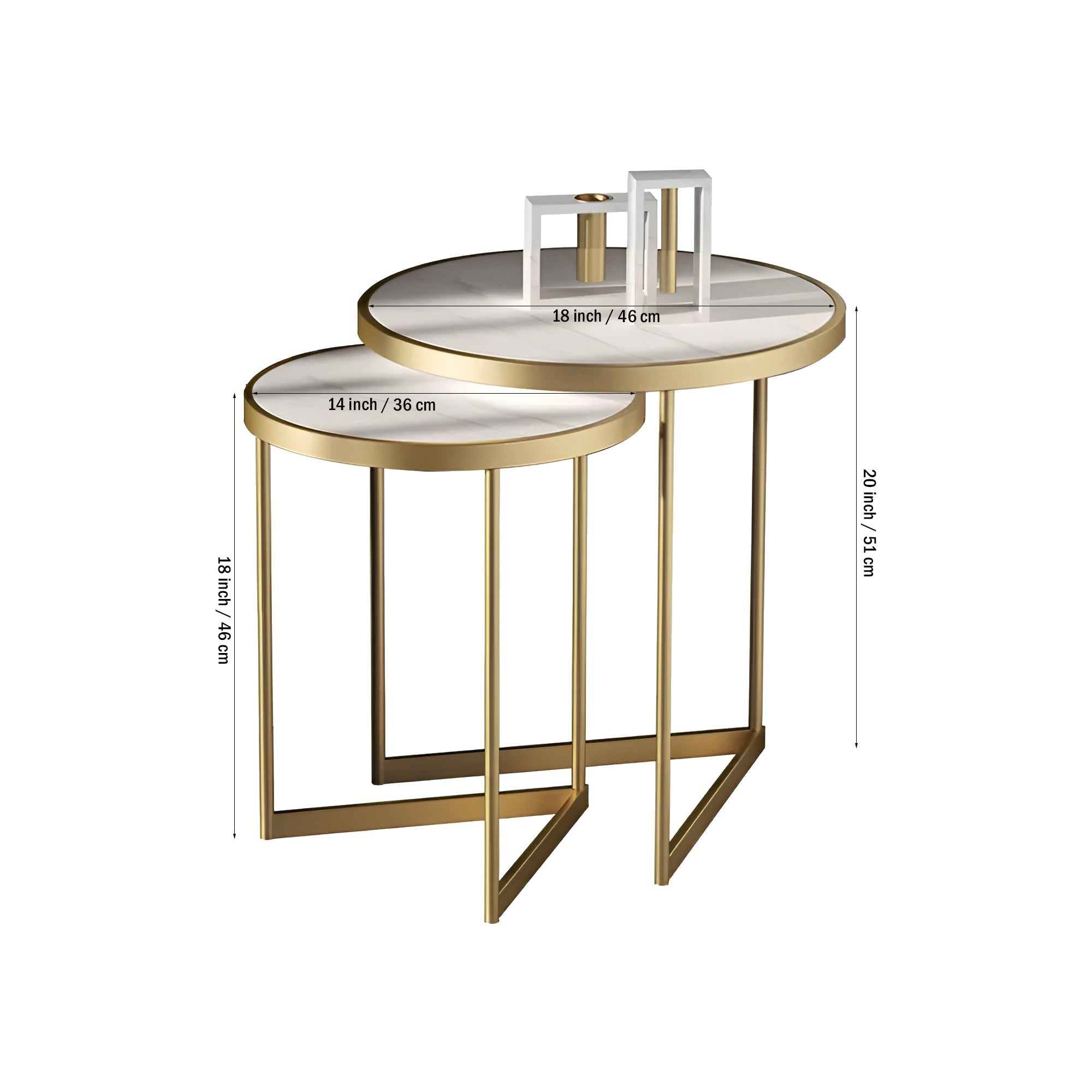 Golden Duo Metal Nesting Side Tables Set of 2 - Decor Smart