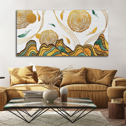 Golden Fish Abstract Premium Canvas Wall Painting - Decor Smart