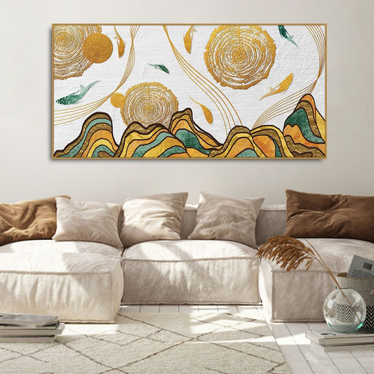 Golden Fish Abstract Premium Canvas Wall Painting - Decor Smart