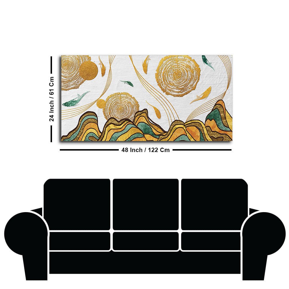 Golden Fish Abstract Premium Canvas Wall Painting - Decor Smart