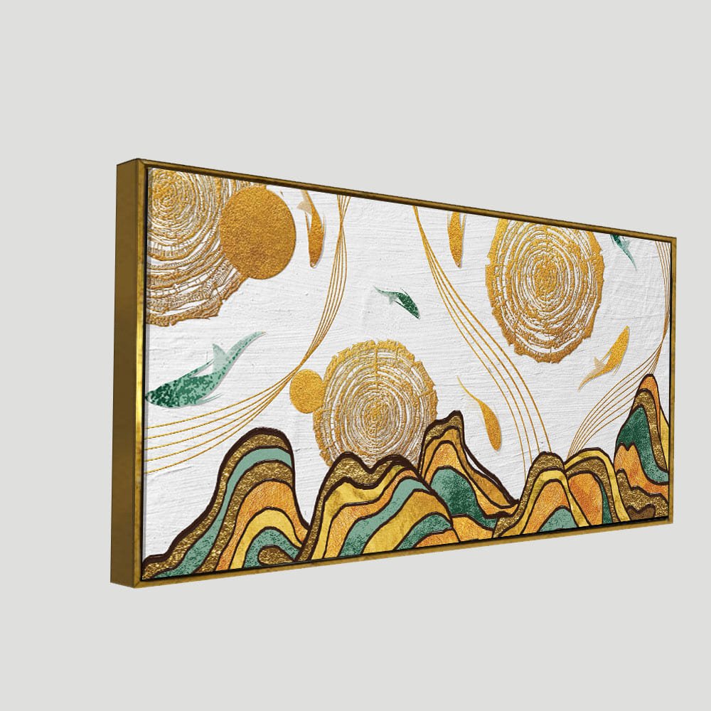 Golden Fish Abstract Premium Canvas Wall Painting - Decor Smart
