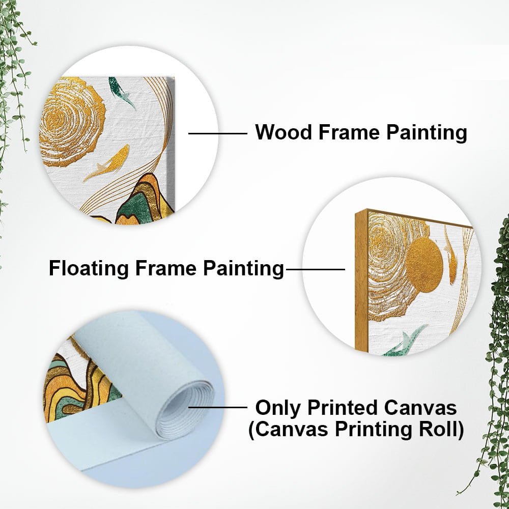Golden Fish Abstract Premium Canvas Wall Painting - Decor Smart
