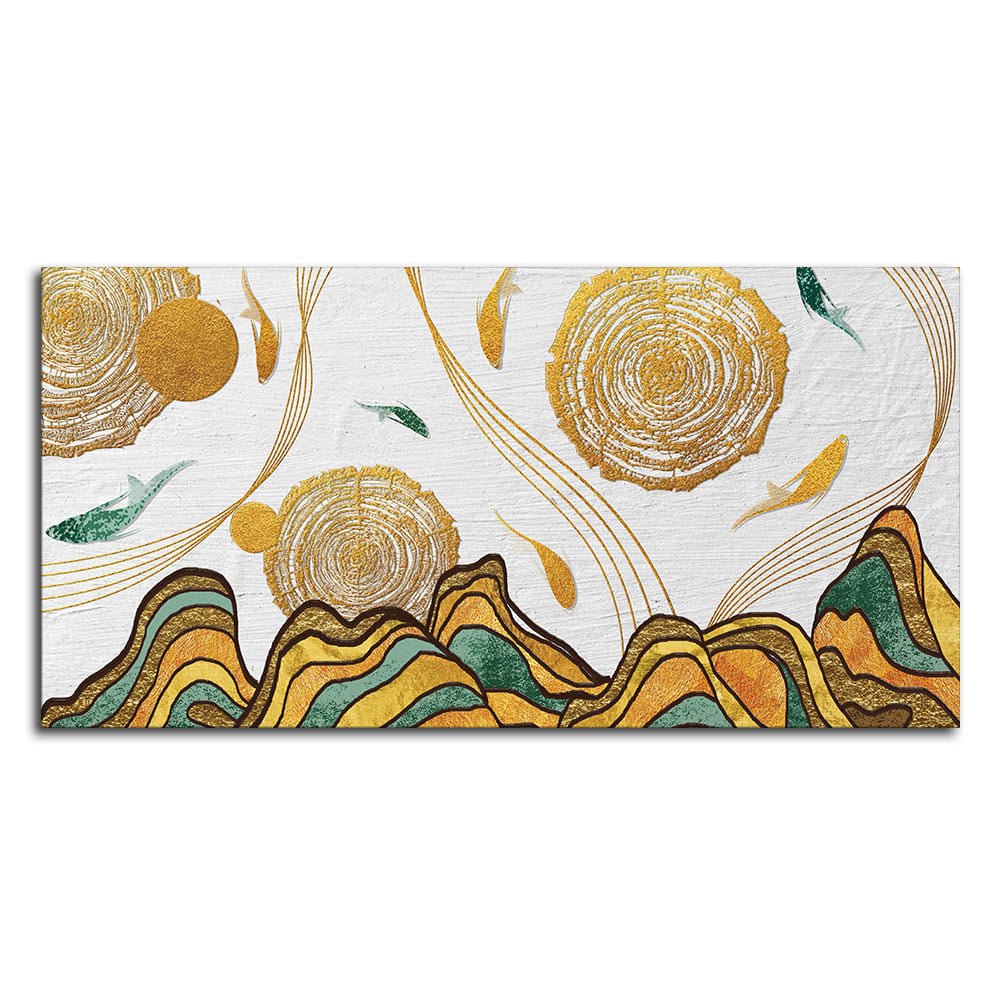 Golden Fish Abstract Premium Canvas Wall Painting - Decor Smart