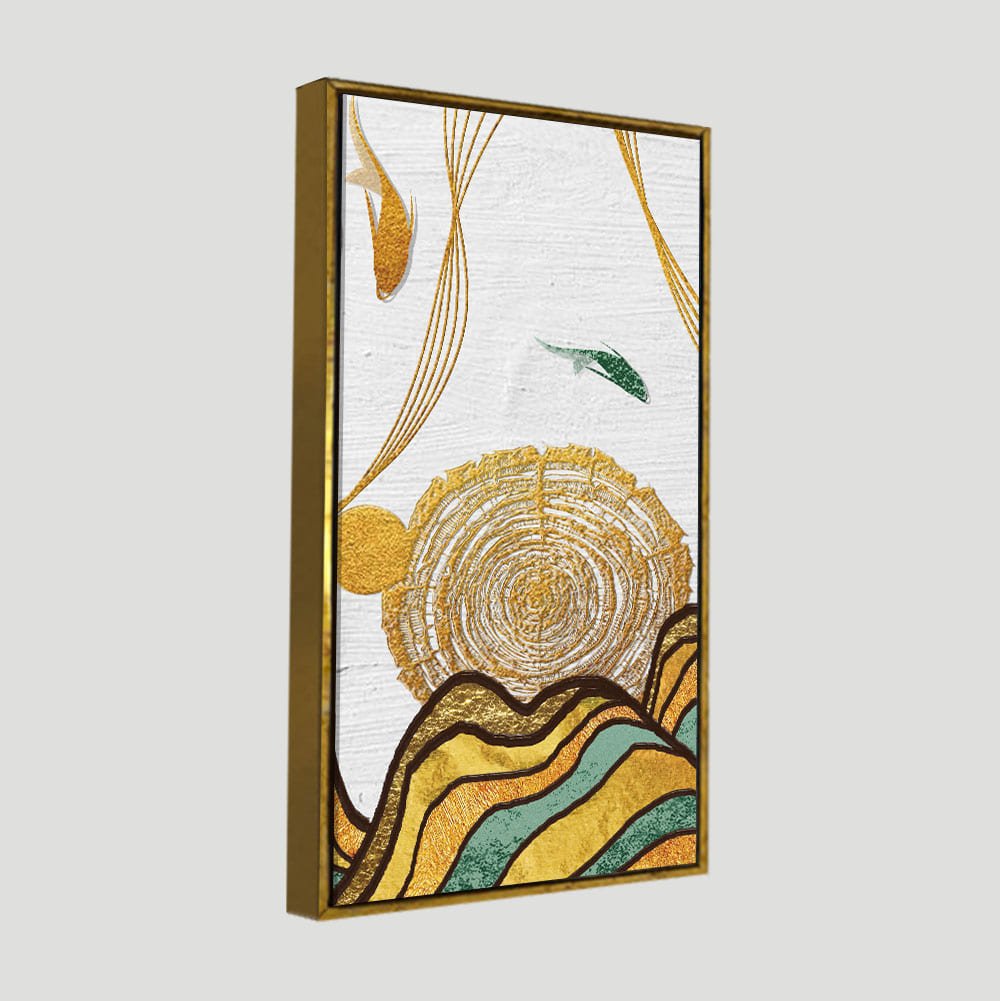 Golden Fish Abstract Premium Wall Painting - Decor Smart