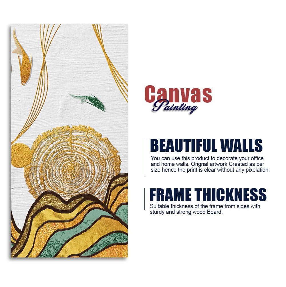 Golden Fish Abstract Premium Wall Painting - Decor Smart