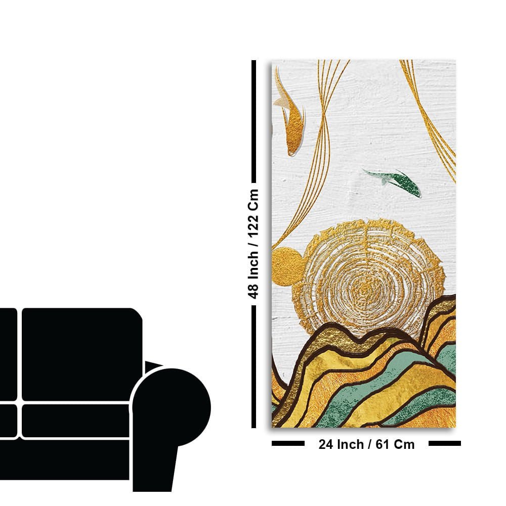 Golden Fish Abstract Premium Wall Painting - Decor Smart