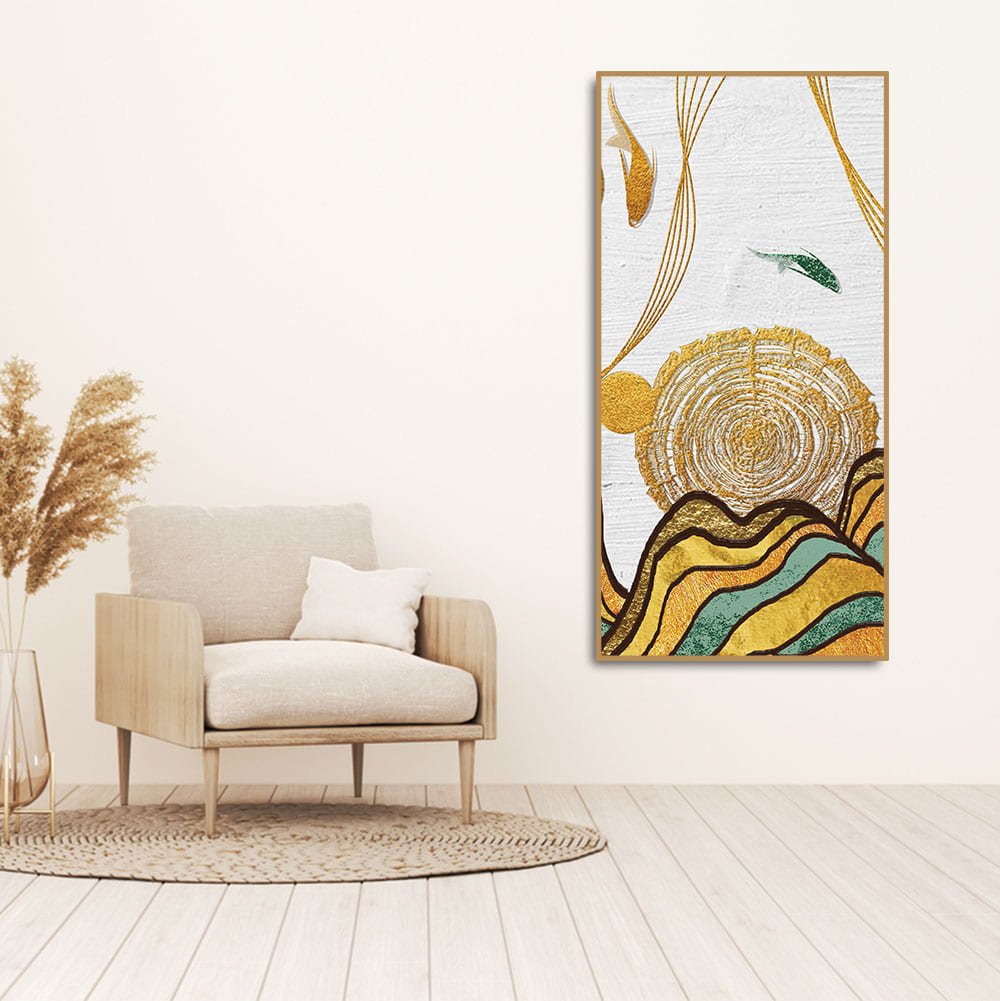 Golden Fish Abstract Premium Wall Painting - Decor Smart