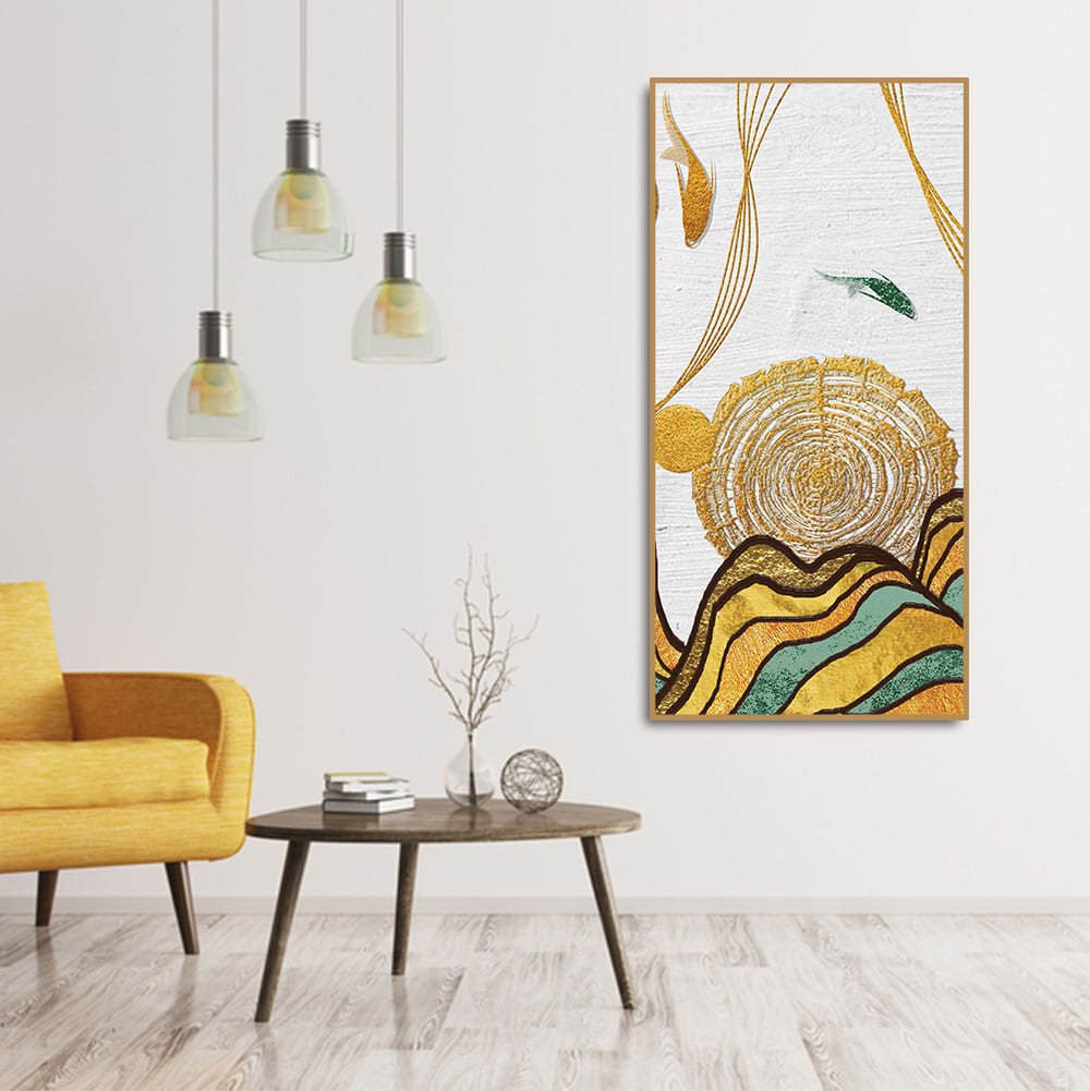 Golden Fish Abstract Premium Wall Painting - Decor Smart