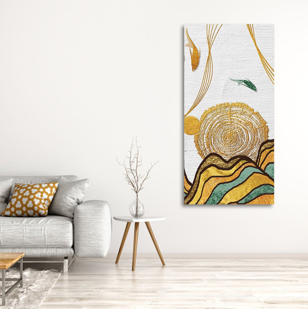 Golden Fish Abstract Premium Wall Painting - Decor Smart