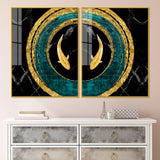 Golden Fish Acrylic Floating Wall Painting Set of 2 - Decor Smart