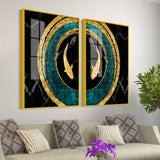 Golden Fish Acrylic Floating Wall Painting Set of 2 - Decor Smart